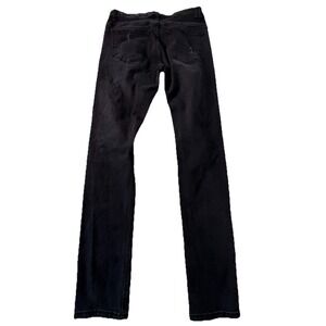 RECKLESS Men's Distressed Slim Straight Jeans Black Denim 5-Pocket Button Zip